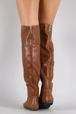 Bamboo Vegan Leather Zipper Collar Knee High Boot