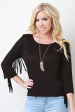 Soft Knit Fringe Arm Top