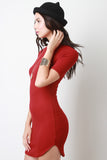 Rib Knit Short Sleeve Mini Dress