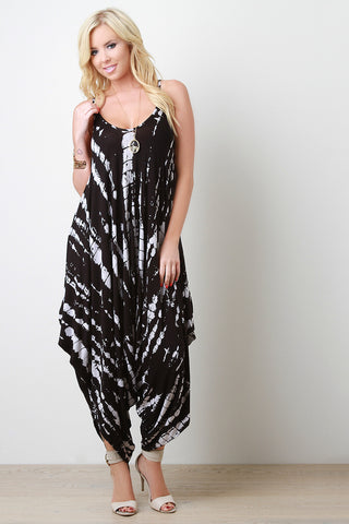 Streak Print Sleeveless Harem Jumpsuit