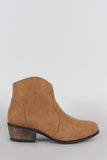 Bamboo Suede Almond Toe Cowgirl Booties