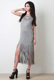 Fringe Marled Knit Sleeveless Dress