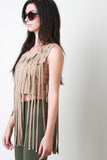 Suedette Long Fringe Crop Top