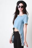 Fringe High Low Denim Top