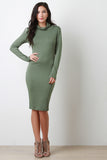 Jersey Knit Turtleneck Midi Dress