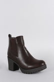 Elastic Gores Lug Platform Chunky Heeled Booties