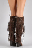 Western Knotted Fringe Over the Knee Boots