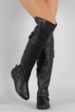 Buckle Strap Round Toe Riding Over-The-Knee Boots