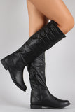 Buckled Round Toe Riding Knee High Boots