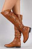 Buckle Strapped Riding Over-The-Knee Boots