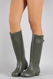 Rubber Buckle Round Toe Knee High Rain Boots