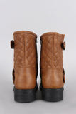 Quilted Round Toe Ankle Boots