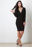 Deep-V Dolman Sleeves Midi Dress