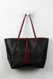 Reversible Suede And Leather Tassel Tote Bag