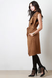 Suede Shawl Sleeveless Longline Vest