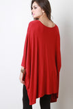 Oversized Drape Dolman Sleeves High Low Top