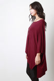 Oversized Drape Dolman Sleeves High Low Top