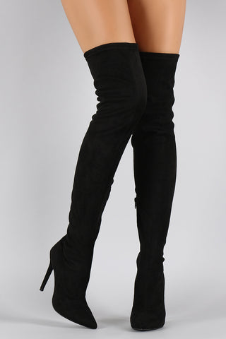 Liliana Suede Pointy Toe Stiletto Over-The-Knee Boots