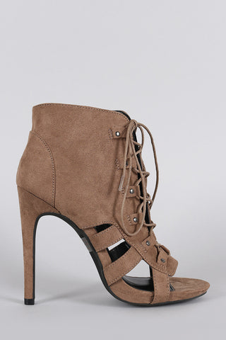 Wild Diva Lounge Lace Up Cage Booties