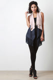 Color Block Faux Suede Fringe Vest