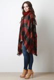 Turtleneck Plaid Poncho