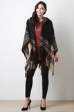 Hooded Melange Stripe Open Front Cardigan