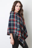 Multicolor Tartan Reversible Poncho