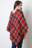 Multicolor Tartan Reversible Poncho