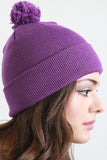 Pom Pom Thin Ribbed Beanie