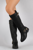 Quilted Buckled Riding Knee High Boots