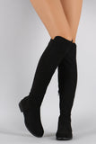 Bamboo Quilted Suede Stretchy Over-The-Knee Riding Boots