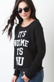 Graphic Print Raw Hem Long Sleeves Sweatshirt