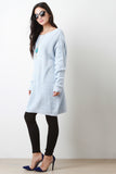 Deep Back V-Neck Long Sleeves Sweater Dress