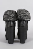 Soda Sweater Cuff Lug Sole Heeled Ankle Boots