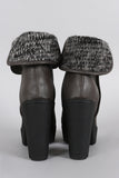 Soda Sweater Cuff Lug Sole Heeled Ankle Boots