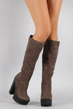 Speed Limit 98 Suede Chunky Lug Sole Platform Heeled Boots