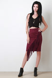 Diagonal Fringe Vegan Suede Skirt