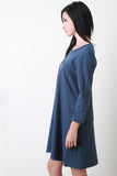 Distress Jersey Knit Tunic Dress