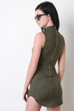 Vegan Suede Mock Neck Sleeveless Mini Dress