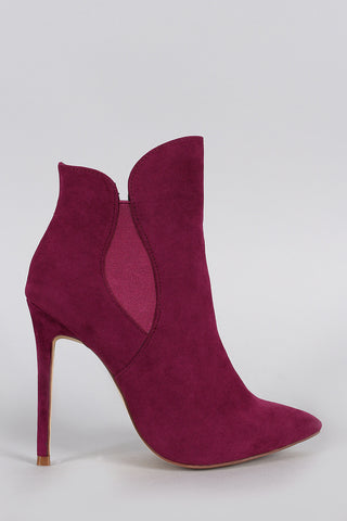 Liliana Curved Top Line Pointy Toe Stiletto Booties