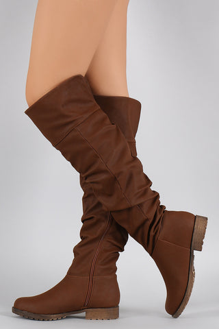 Bamboo Slouchy Round Toe Over-The-Knee Riding Boots