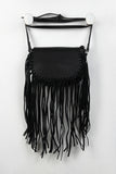 Vegan Leather Genuine Suede Fringe Flap Bag