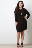 Knotted Hem Long Sleeve Midi Dress