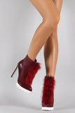 Privileged Crocodile Pointy Toe Faux Fur Stiletto Booties