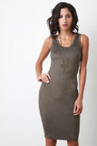 Suede Sleeveless Bodycon Midi Dress