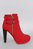 Moto Straps Platform Chunky Heel Booties