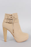 Moto Straps Platform Chunky Heel Booties