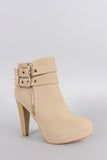 Moto Straps Platform Chunky Heel Booties