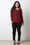 Ribbon Lace Up Henley Top