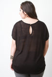 Side Cinched Scoop Neck Dolman Sleeves Top